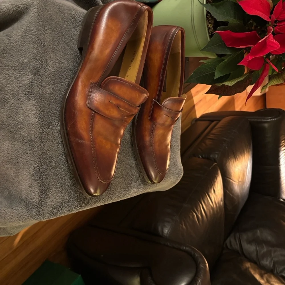 Magnanni Rich Brown‎ Leather Slip-On Loafers - Picture 5 of 12